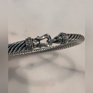 5mm buckle bracelet in sterling silver with pavé diamonds by David Yurman